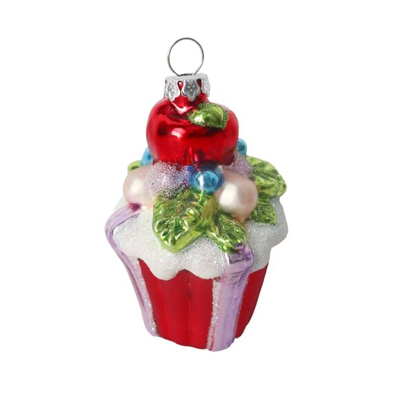 3 Christmas Ornaments Snowman Cupcake House Glass Tree Ornament - Picture 4 of 5